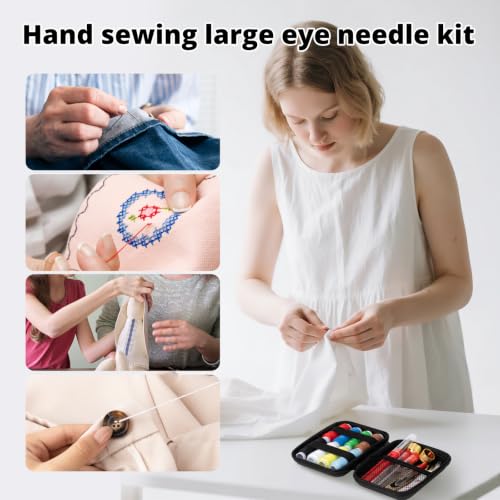ZMLLAYE 68 Pcs Big Eye Sewing Needles Kit, Stainless Steel Hand Sewing Set