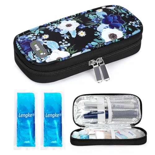 YOUSHARES Insulin Cooler Travel Case - Portable Refrigerated Medicine Case for Insulin Pen, Medication and Diabetic Supplies with 2 TSA Approved Ice Pack - color: Silver Lotus