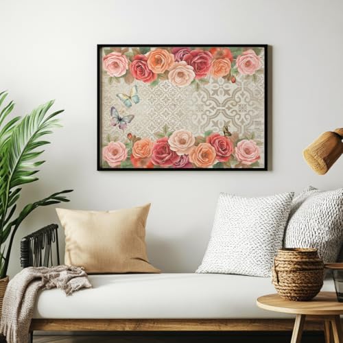 6 Sheets Roses Rub on Transfers for Furniture Large Vintage Floral Butterfly Rub on Transfer Sticker for Wood Furniture Decor Iod Transfers Stickers for Wood Dresser Glass Decals 6"x12" - style: Vintage French Flowers