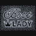 1 Pc Boss Lady Rhinestone Iron on Hotfix Transfer Decal, Bling DIY Patch Clothing Repair Applique T-Shirt Vest Shoes Hat Jacket Decor Clothing DIY Accessories - style: Boss Lady
