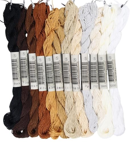 KCS 328 Yards(300 Meters) Mercerized Pearl Cotton Crochet Needlepoint Thread,Size 5, 12 skeins,Mixed Color 04 - color: 12color04, size: 12 skeins