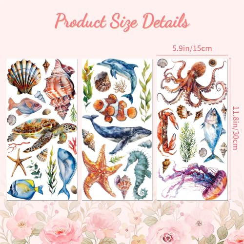 Peacoblue Undersea World Rub On Transfers for Furniture Craft 6"x12" - style: Undersea World