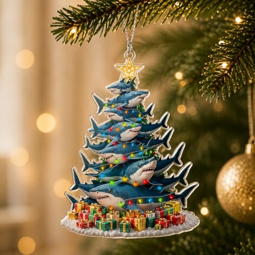 Shark Tree Funny Christmas Ornaments - color: Shark Tree