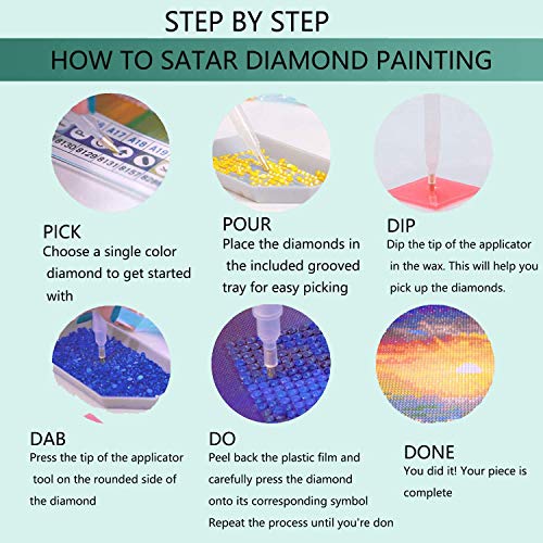 JATOK Diamond Painting Kit for Adults, Sea Moon, 31.5 x 15.7 in - color: Blue