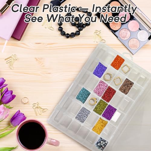 2 Pack 36-Grid Adjustable Organizer Box, Clear Storage for Beads & Jewelry - size: 2 Pack