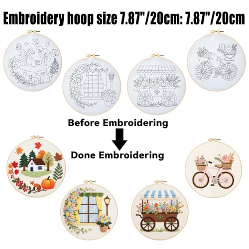 ORIGACH 4 Pack Daily Life Embroidery Kit for Beginners - style: Daily Life