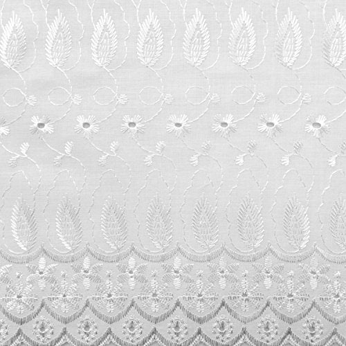 Daisy in Leaf White 100% Cotton Embroidered Eyelet 42 inch Fabric by The Yard (F.E.)