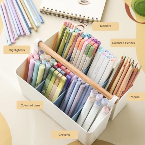2 Pack Art Supply Caddy Organizer with Handle,Colored Pencil Holder Markers - color: Pink Divider