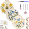 ARTopet 3Pcs Embroidery Kit for Adults Beginners Flower DIY Craft Starter Set Cotton Needlepoint Set with 7.87In Hoop Threads Tools Perfect Gifts for Hobbyists to Create Wall Art-02 - color: 3Pcs-02