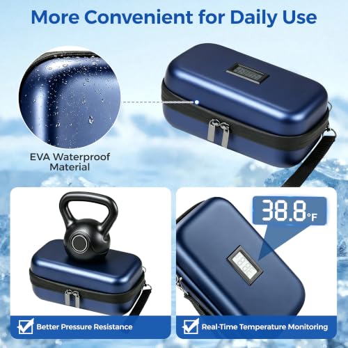Hard Shell Insulin Cooler Travel Case with 2x180g TSA-Approved Ice Packs