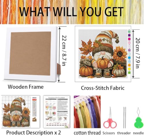 Fall Cross Stitch Kits, Cross Stitch Kits for Adults Beginner with Framed - color: cross stitch Framed-4