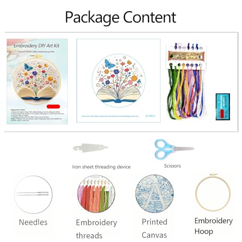 Qvthpv Embroidery Kit for Beginners, Stamped Book Butterfly Garden - color: The Garden in the Book