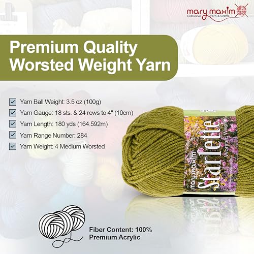 Mary Maxim Starlette Yarn, Soft Acrylic Yarn, 3.5 OZ, 180 Yards, Dark Lime - color: Dark Lime