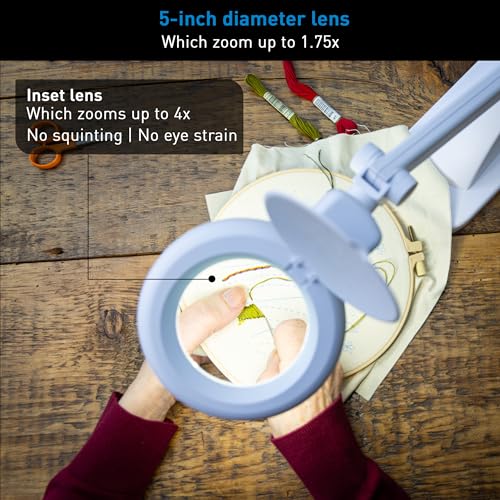 LED Magnifying Desk Lamp – Magnifier Lamp for Table - Magnifier Glass - Ideal for Sewing, Embroidery, Craft & Detailed Work