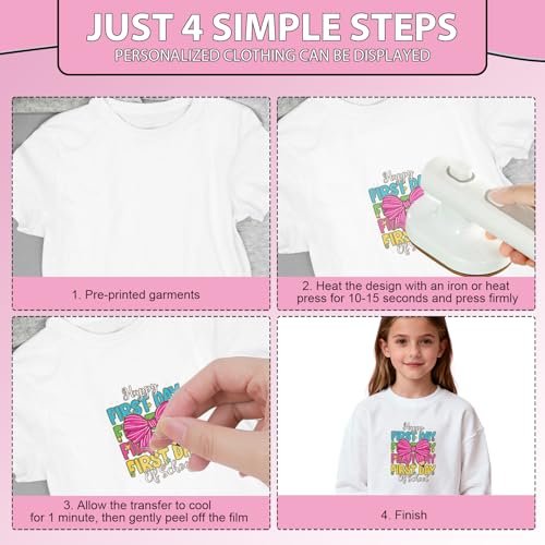 Rngmsi Dtf Transfers Ready to Press - 24 Pcs First Day of School Iron on Patches for T-Shirts, Pencil Iron on Stickers Back to Schoo; Heat Transfer Vinyl Decals for DIY Fabric Clothes Decor - style: Back to School