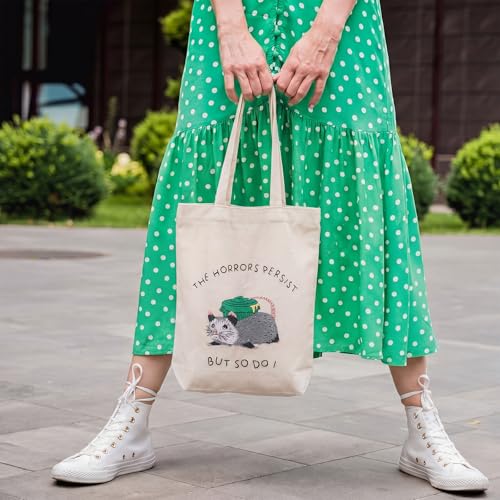 Sadnyy Possum Canvas Tote Bag Opposum Embroidery Kit for Beginners Cross Stitch Kits with Needles Thread Instruction for Adults Arts DIY Crafts Possum Needlepoint Women Shopping Reusable Grocery Bags