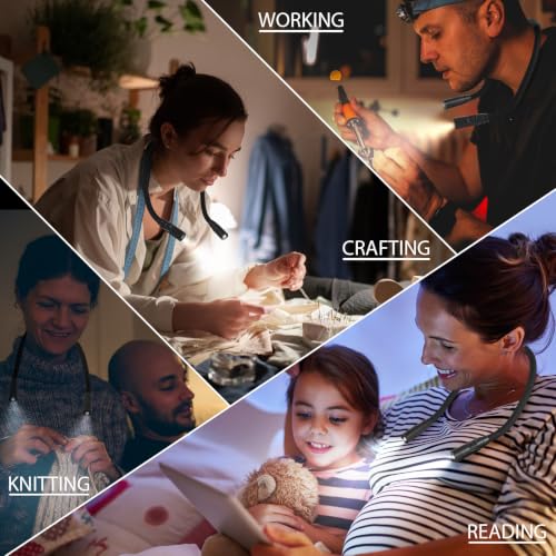 Rechargeable Hands-Free Neck Light with 3 Adjustable Color Modes, Black - color: Black