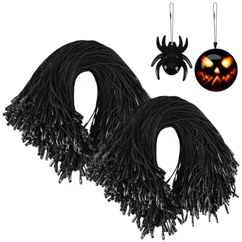 FEBSNOW 500Pcs Halloween Ornament Hangers, Black Hanging String with Snap - color: Black