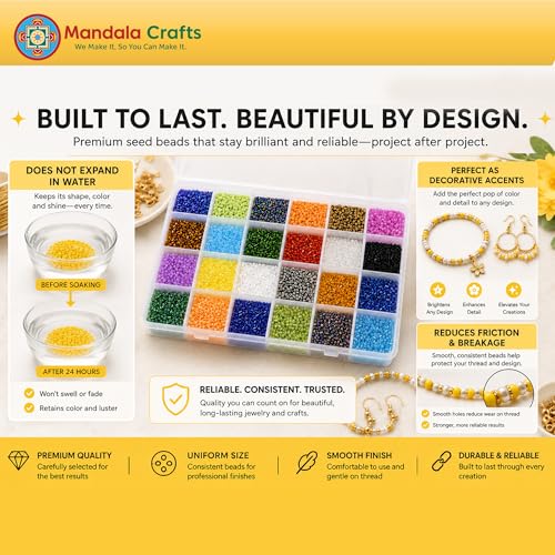 Mandala Crafts 2X6mm Rainbow Combo Beadwork Twisted Bulge Glass Seed Beads - color: Rainbow Combo, size: Twisted Bulge 2 X 6mm