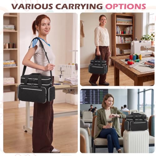 Lyhaxon Sewing Organizer Storage Bag, Double Layer Sewing Box Case - color: Black