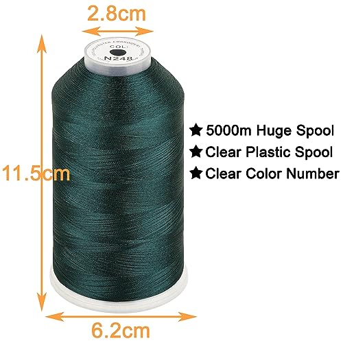 New brothread Huge Spool Embroidery Thread -Dark Green Fits Janome Color - color: Dark Green-N248