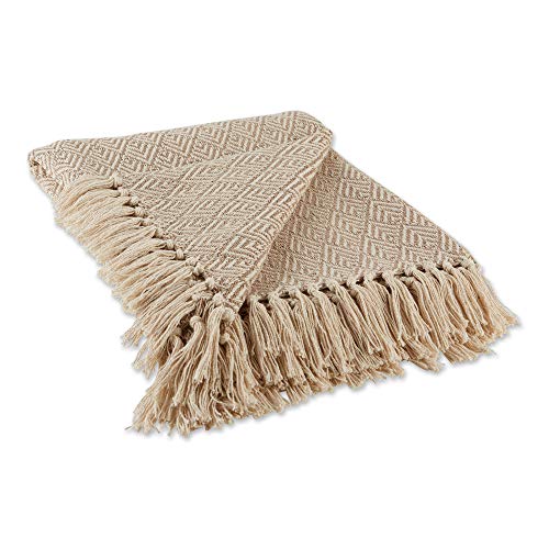 DII Diamond Throw Collection Cotton Woven, 50x60, Stone - color: Stone
