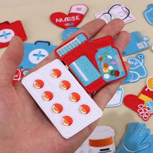 25pcs Nurse Iron on Patches, Medical Nursing Sew on Patches DIY Crafts - color: Nurse's Day, 25pcs