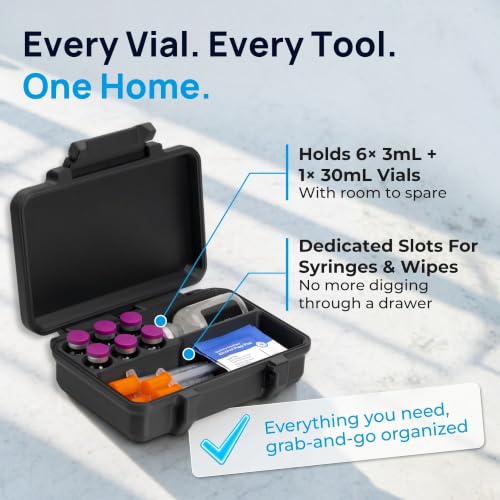 Peptide Case for 6 3ml Vials and a 30ml Vial with Syringe Storage
