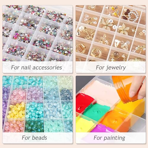 42 Grids Clear Plastic Beads Gems Organizer Box With Dividers