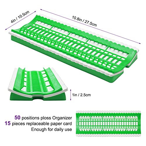 Luxiv 50 Position Embroidery Floss Organizer, Thread Shelf with 15P Card - color: Green, size: 50 Positions