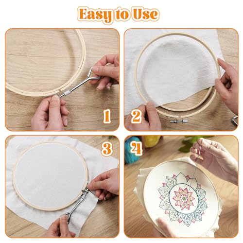 SNAIL GARDEN Round & Oval Bamboo Embroidery Hoop Set - with Screwdriver , 8 Sizes Embroidery Frame (3"-10") , Cross Stitch Hoops for Hand Embroidery, Craft Sewing & DIY Art Projects