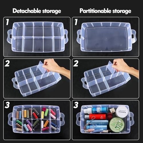 Plastic Storage Container Box with 30 Adjustable Compartments