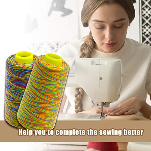 Rainbow Variegated Serger Thread, All-Purpose Thread for Sewing, Polyester, 4 Cones of 3000 Yards Each Spool for Sewing Machine - color: 4 Rainbow
