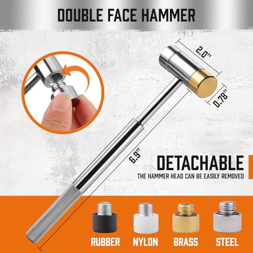 HORUSDY 22-Piece Punch and Hammer Set, Steel Roll Pin Punch Set with Interchangeable Hammer Heads, Durable Punch Tool Kit for Maintenance, with Storage Case