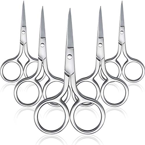 Mudder 5 Pcs Small Facial Hair Scissors Straight Tip Grooming,Silver - color: Silver