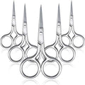 Mudder 5 Pcs Small Facial Hair Scissors Straight Tip Grooming,Silver - color: Silver
