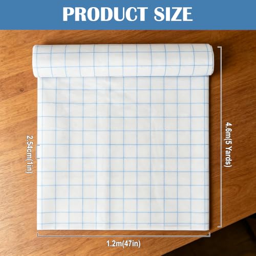 47 Inches X 5 Yards Non Woven Precut Pattern Paper for Sewing Grid Tracing Paper Crafting Spaced Every Inch Marking Sewing Paper for Dressmaking Drawing - size: Grid 5 Yards