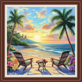 Dimxvean Counted Cross Stitch Kits for Adults,11CT Unprinted Cross-Stitch Pattern Embroidery Kit Cross Stitching Kit Supplies Needleworks Set-Seaside Sunset Glow 18x18 inchs - color: SetColor03