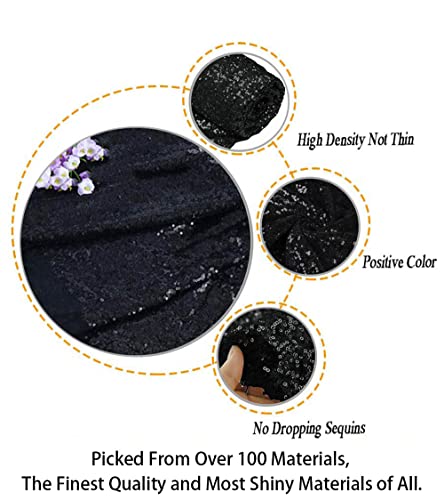 ShiDianYi 15 Feet Black Sequin Fabric by The 5 Yards - Sequin Knit Fabric for Sewing Costumes, Table Cloth, Table Linen - color: Black, size: 5 Yard