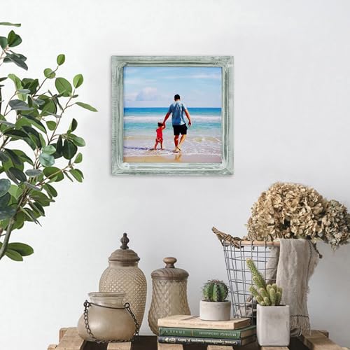 CVHOMEDECO. 8x8 Picture Frame Made of Solid Wood High Definition Glass Rustic Vintage Designs Small Photo Frame for Tabletop Display and Wall Mounting, Distress Grey - color: Distress Grey A, size: 8" X 8"