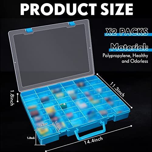 Juexica 2 Pcs 48 Grid Plastic Bead Storage Organizer Box, Blue - color: Blue