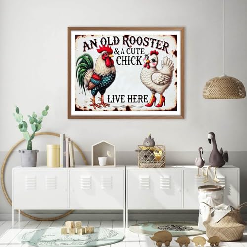 MjhRcll Chicken Stamped Cross Stitch Kits,Chicken Embroidery Starter Kit for Adult Beginners,Animals Cross Stitch Kits for Adults 12×16 Inch - color: X1947
