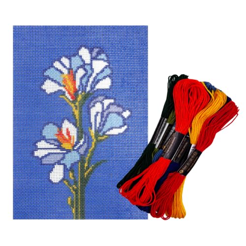 Howie's Needlepoint Flower Needlepoint Kits for Adults & Beginners, 18 Mesh Printed Needlepoint Canvas, Stamped Patterns Canvas Starter Kits(Freesia Refracta,7"x 5") - color: Freesia Refracta