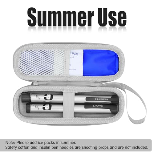 sijidou Insulin Cooler Travel Case, Portable Insulin Travel Case, Insulin Cooling Cases Insulated Organizer for Insulins Pens (Grey) - color: Grey
