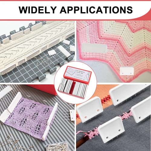 Knit Blockers Pins Kit, 25Pcs Knit Blocking Combs & 30 T-pins for Knitting Blocking Board Mats, Crochet Knitting Pins for Crochet Projects Sewing Lace Needlework Projects Tool (White) - color: White