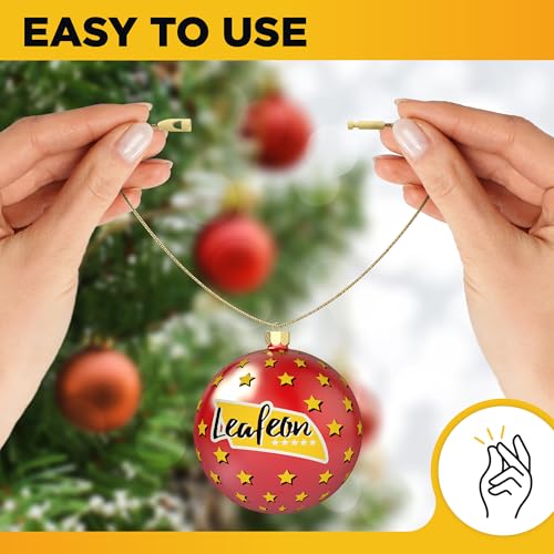 Leafeon 200 pcs Christmas Ornament Hooks - Gold Christmas Ornament Hangers with Snap - Precut Ornament String with Snap for Christmas Tree Decoration - color: 200 Pcs Gold