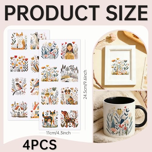 32 PCS Scandinavian Spring Folk Art UV DTF Cup Wrap Stickers - style: Scandinavian Spring Folk Art