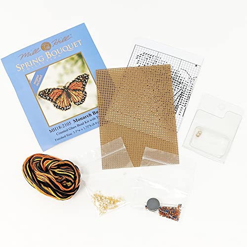 Mill Hill Butterflies Beaded Counted Cross Stitch Kits, Set of 4 Spring Ornament Kits - Plus Decorative 'Needleworker' Sticker