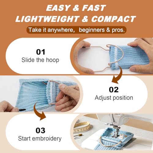 Sock Embroidery Hoop, Sock Hoop for Embroidery Machine, Embroidery Sock Hoop Kit, Embroidery Hoop for Sock Position, Sock Embroidery Tool for Brother & Singer, Including Adult 2, Kids 1,Stabilizer 10