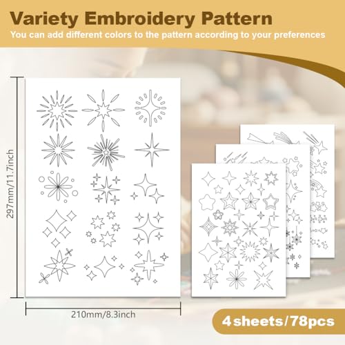 78Pcs Shooting Stars Water Soluble Hand Sewing Stabilizers
